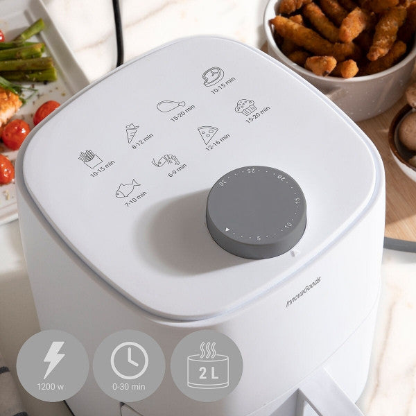 Innovagoods Fryinn Lite 2000 fehér színű air fryer, forró levegős olaj nélküli sütő 2 L