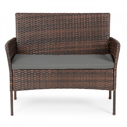 Kerti bútor szett: asztal, 2x karosszék, rattan pad
