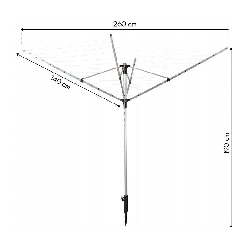 Kerti ruhaszárító 260 cm + csavarfedél