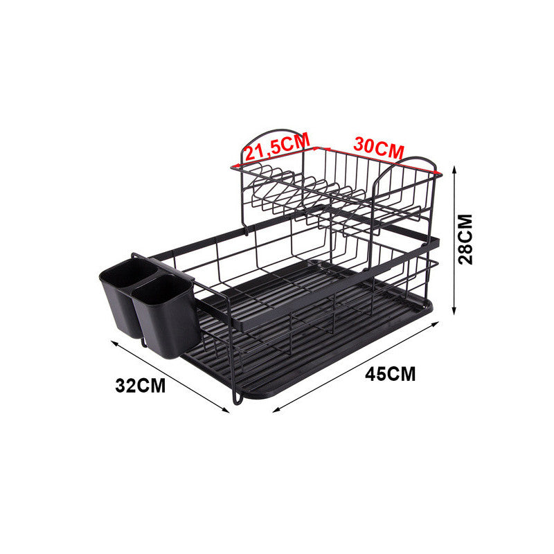 Két szintes csepegtető tálcával - Konyhai edénytartó - Konyhai szárító állvány - Praktikus konyhai eszköz