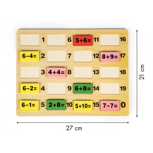 Matematikai oktató kockák dominókkal és táblával