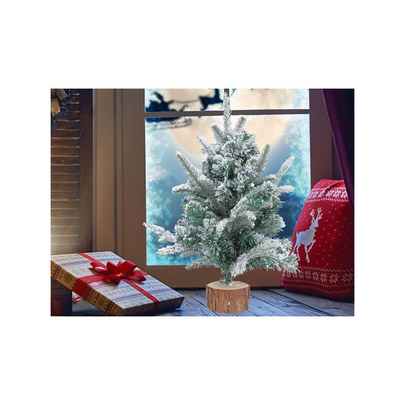 Műfenyő hóval díszítve kicsi 50cm íróasztal dekoráció
