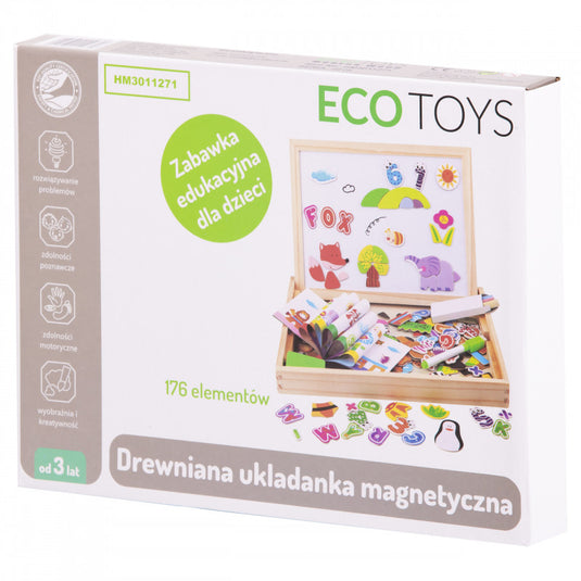 Nagy oktató, többfunkciós mágneses tábla Ecotoys - gyerekeknek, tanulás, kreatív játék, fejlesztés