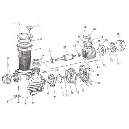 Optima 75M medence szivattyú, 230V, 0.75 HP, 10m3/h - Erős teljesítményű medence szivattyú