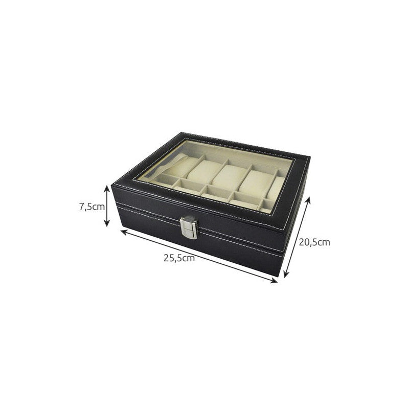 Óra tároló 10 rekeszes - óratartó doboz - karóra tároló - óra szekrény - óra doboz - óratartó rekeszekkel