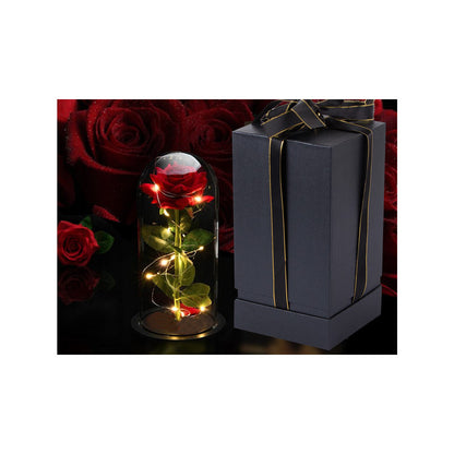 Örök rózsa üvegben piros LED ajándék nőknek alkalomra