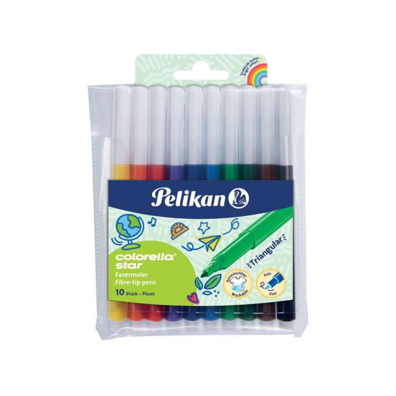 Pelikan Colorella Star  háromszög alakú filctoll készlet - 10 darab