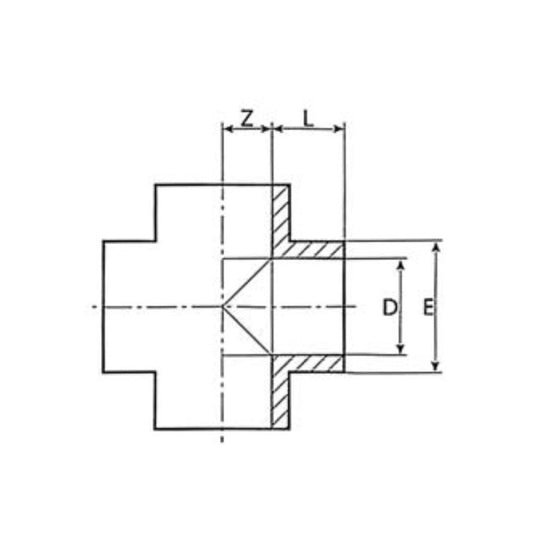 PVC Cross Fitting, 50 mm - kereszt idom, PVC csőrendszerekhez