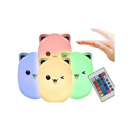 RGB távirányítós LED macska éjszakai fényző - távirányítós RGB LED macska éjszakai lámpa