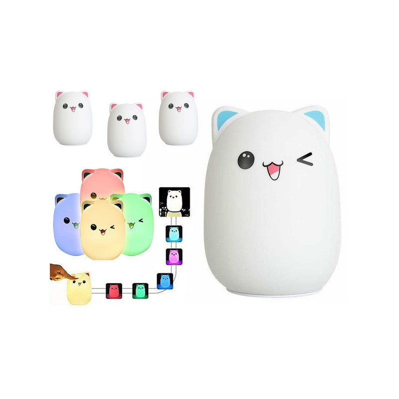 RGB távirányítós LED macska éjszakai fényző - távirányítós RGB LED macska éjszakai lámpa