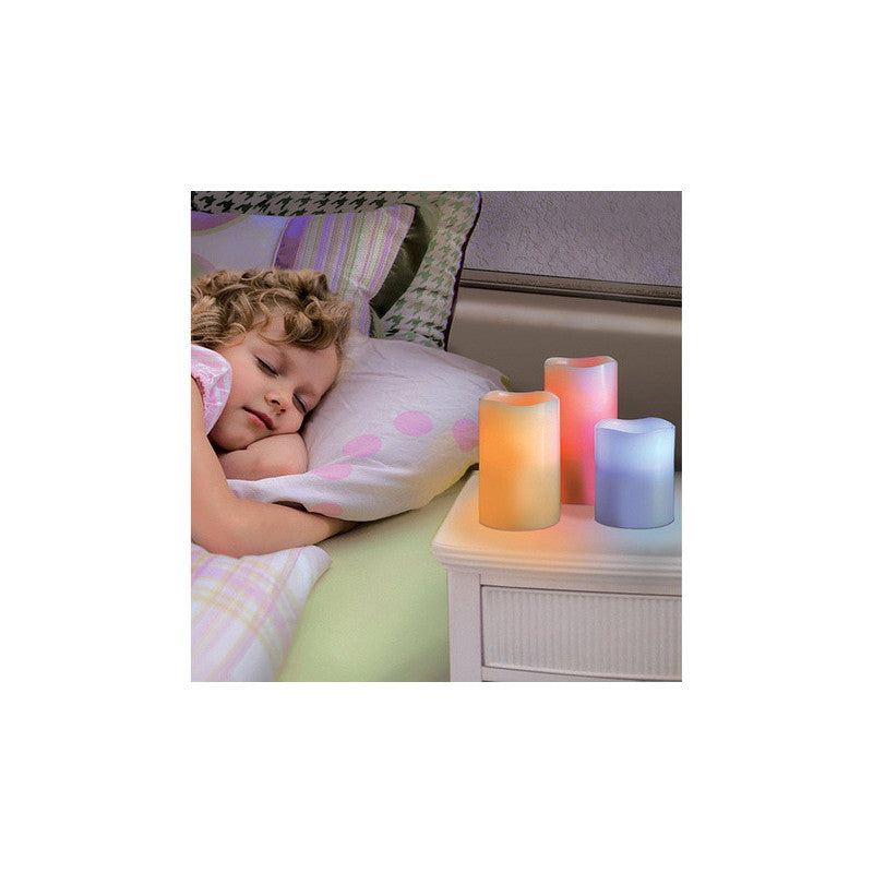 Színes LED gyertyák távirányítóval, 3 db, 12 színben