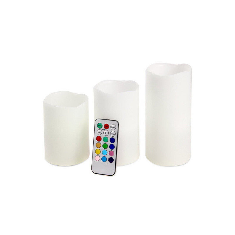 Színes LED gyertyák távirányítóval, 3 db, 12 színben