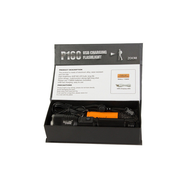 Taktikai zseblámpa Bailong Cree COB LED XHP160 teljesítménnyel - túlélő felszerelés, vadász lámpa, outdoor világítás