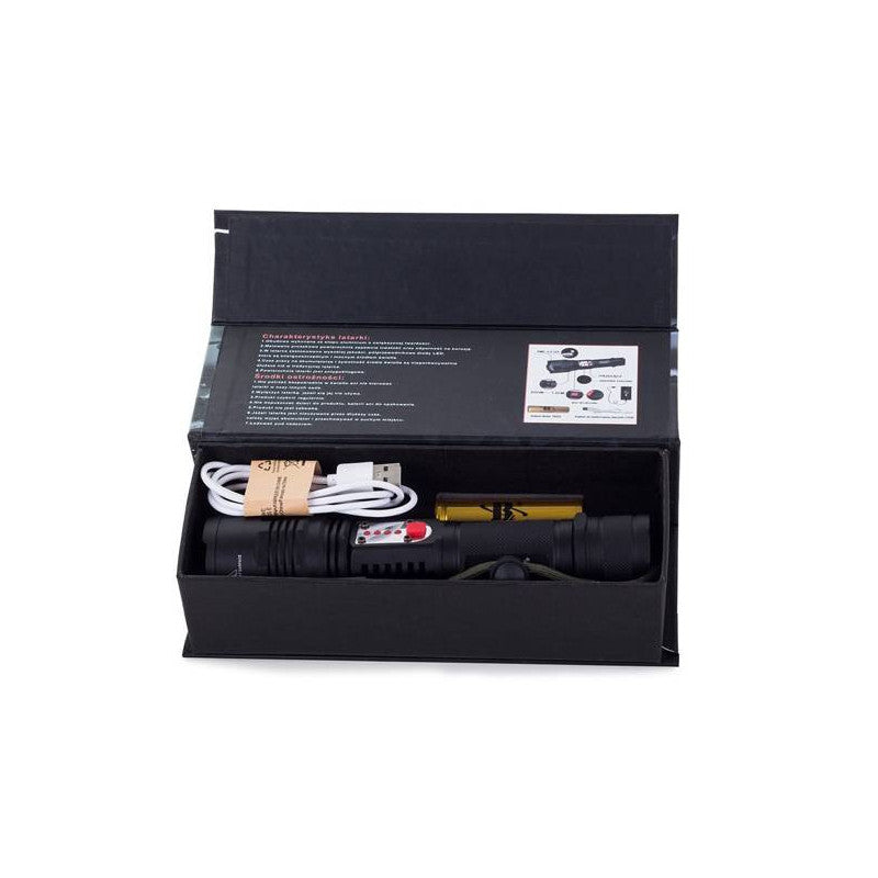 Taktikai zseblámpa Bailong Cree LED-del és USB töltéssel