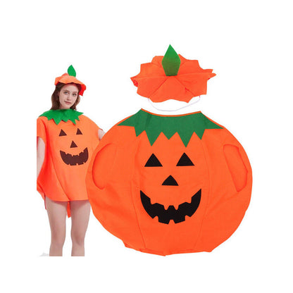 Tök jelmez álca Halloween-ra - gyerek és felnőtt méretben, aranyos narancssárga tök designnal, kiegészítőkkel.