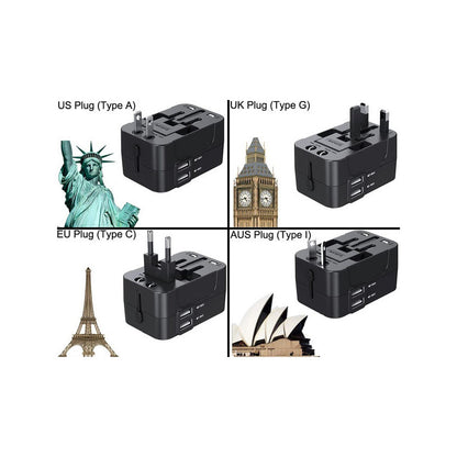 Univerzális 2x USB adapter dugó csatlakozó UK USA EU AUS - világszerte használható