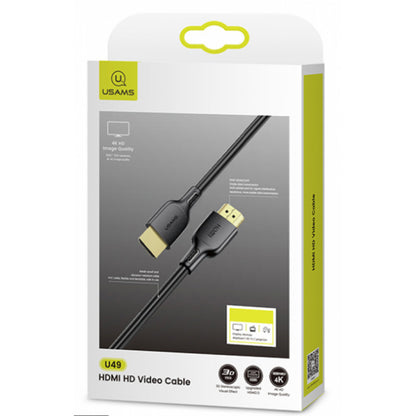 USAMS HDMI 2.0 Kábel High Speed 3D, 4K kompatibilis, aranyozott csatlakozófejekkel 3M