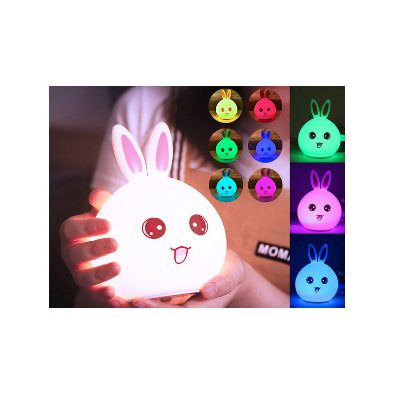Vezérelhető RGB USB éjszakai fény nyuszi motívummal gyerekeknek