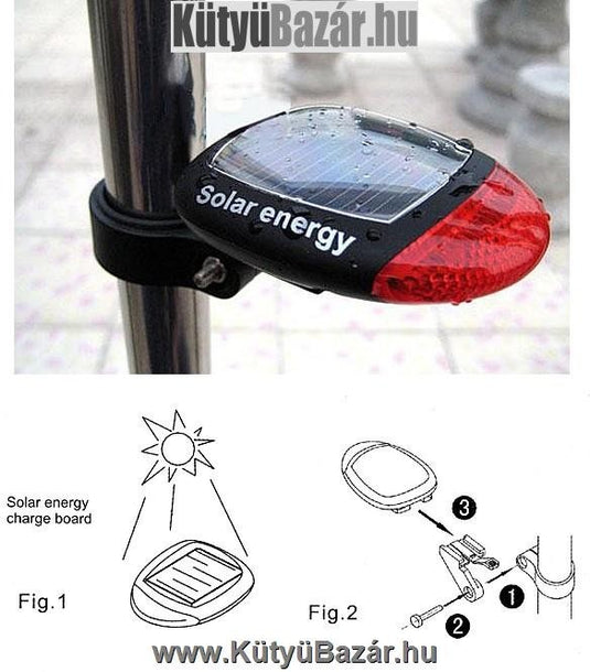 Napelemes solar hátsó kerékpár lámpa bicikli hátsó LED lámpa
