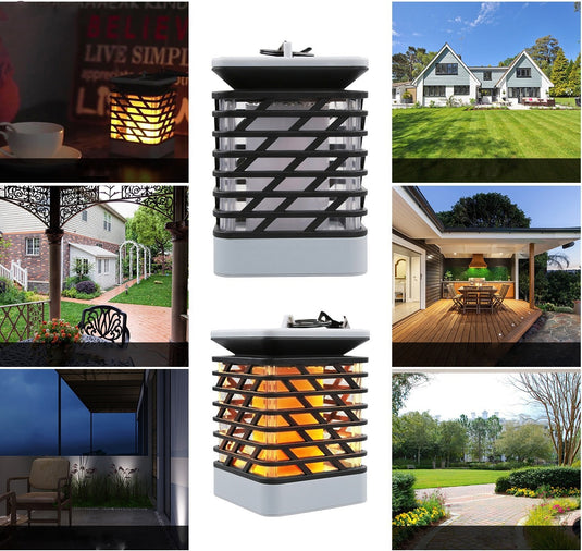 75 LED-es tűzhatású felakasztható napelemes kerti lámpa