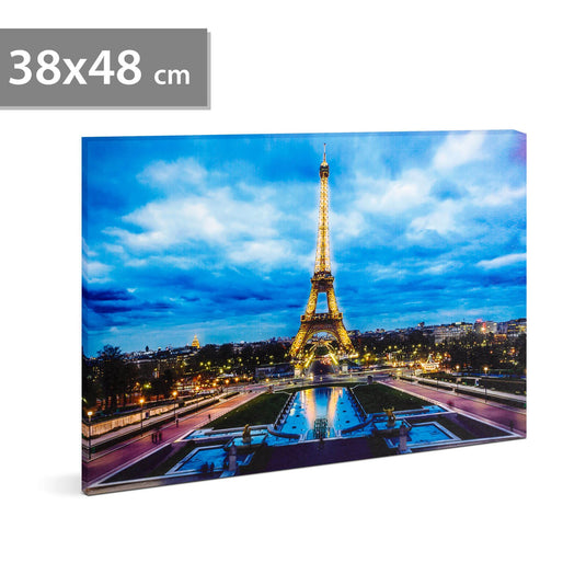 LED-es fali hangulatkép - Eiffel torony (38 x 48 cm)