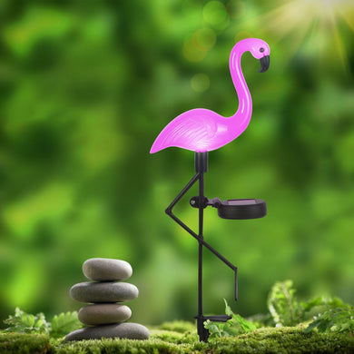 LED szolár flamingó - leszúrható, műanyag