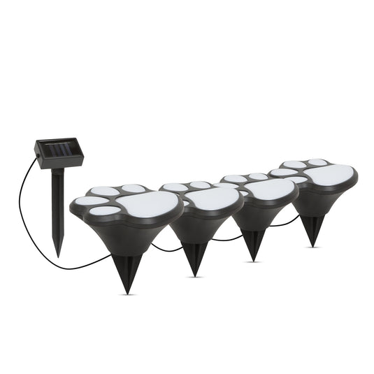LED-es szolár lámpa - kutya lábnyom, leszúrható, fekete - 360 cm
