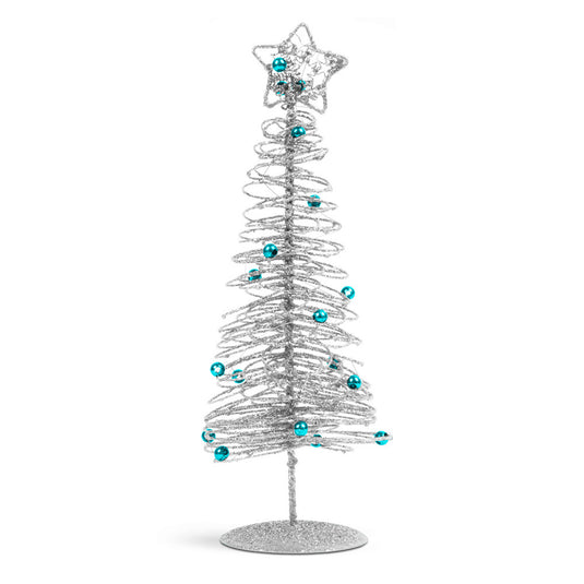 Glitteres, fém karácsonyfa, 28 cm