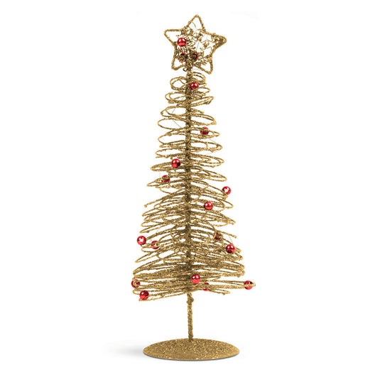 Glitteres, fém karácsonyfa, 28 cm