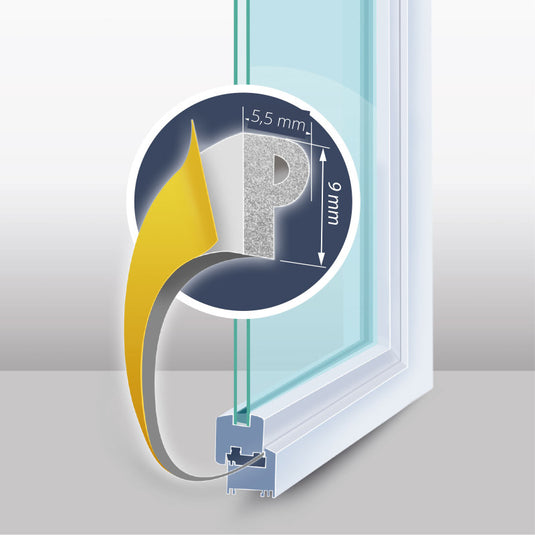 Öntapadós ajtó- és ablak szigetelő "P" profil, 6m