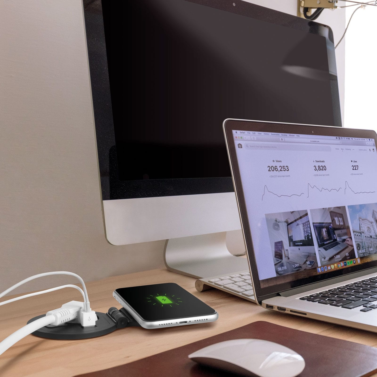 Rejtett, beépíthető konnektor + USB + Type-C + vezeték nélküli töltő