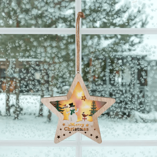 Karácsonyi csillag, fa ablak-, ajtódísz