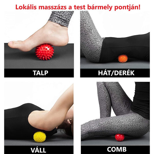 VivaMax Tüskés masszírozó labda 7,5 cm (fekete)