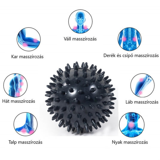 VivaMax Tüskés masszírozó labda 7,5 cm (fekete)