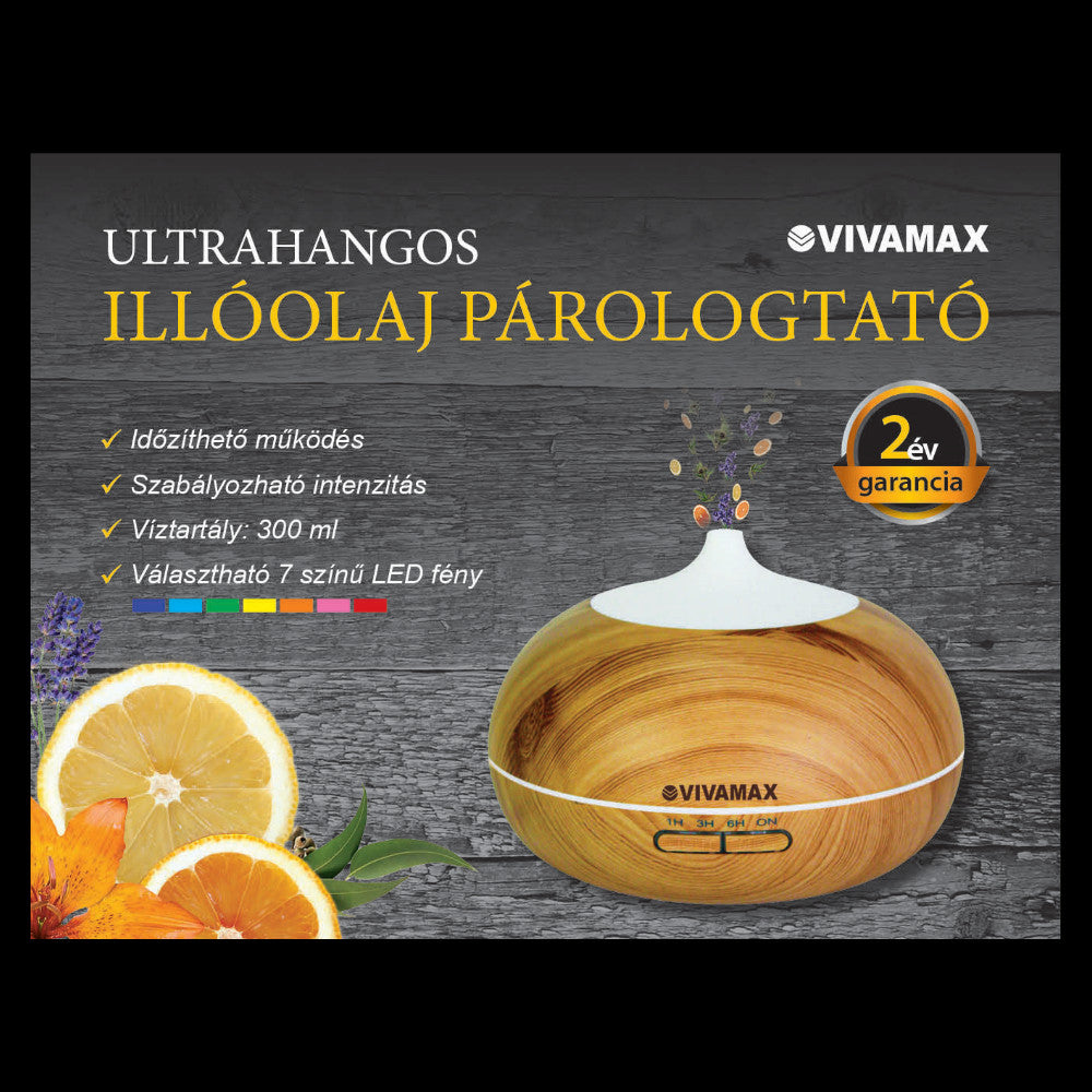 VivaMax Ultrahangos illóolaj párologtató időzítővel és fényterápiával